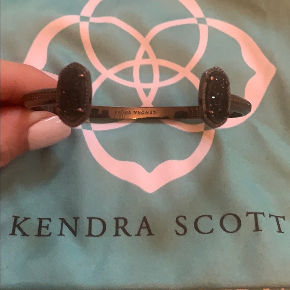 Kendra Scott black drusy stone with gun metal